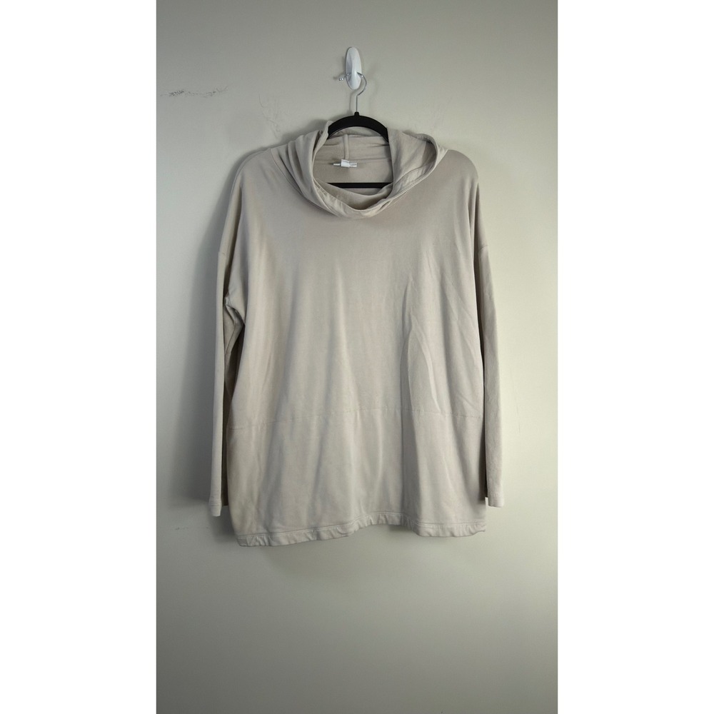 Pure Jill J. Jill Hoodie Cowl Neck Beige Pima Cotton Pullover Women XL Cozycore